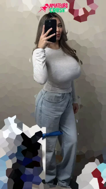 sexy busty Latina tight figure amateur massive tits sweater selfie nude